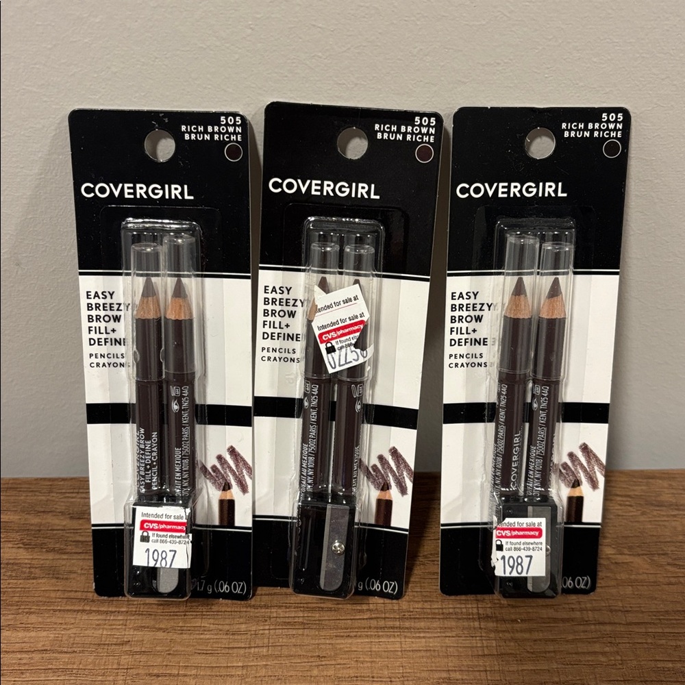 COVERGIRL Easy Breezy Brow Fill & Define Pencil with sharpeners 505 brown NEW